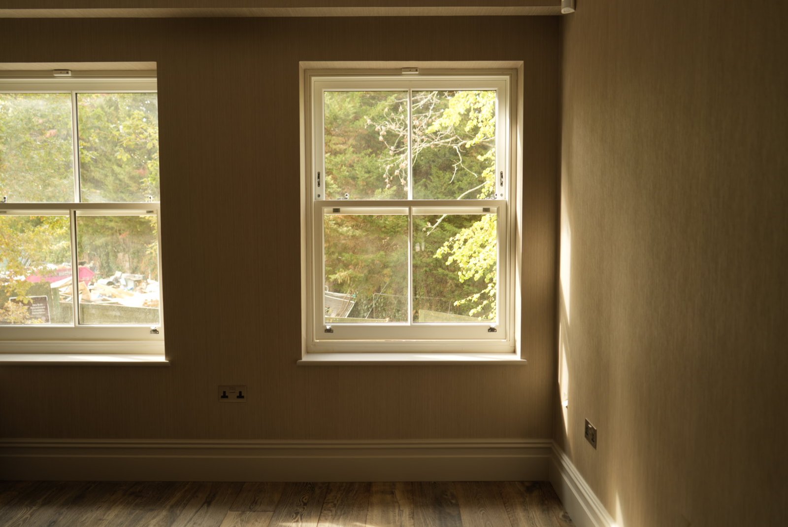 Sash windows onto the trees