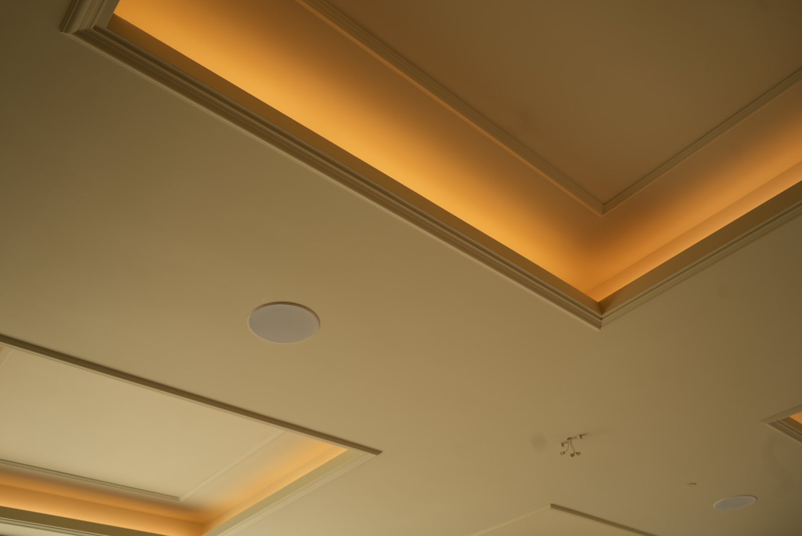 Concealed cove lighting in the coffered ceiling