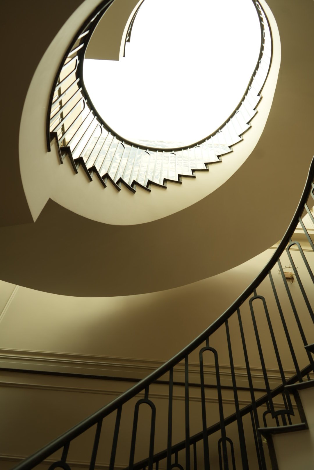 The balustrade unwinding towards the sky