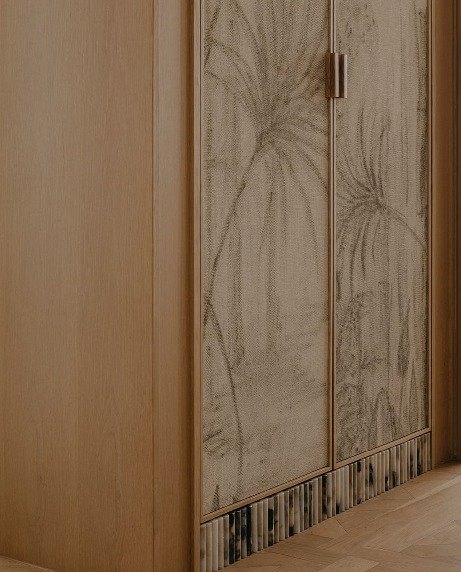 Wardrobe doors with a hand-painted panel