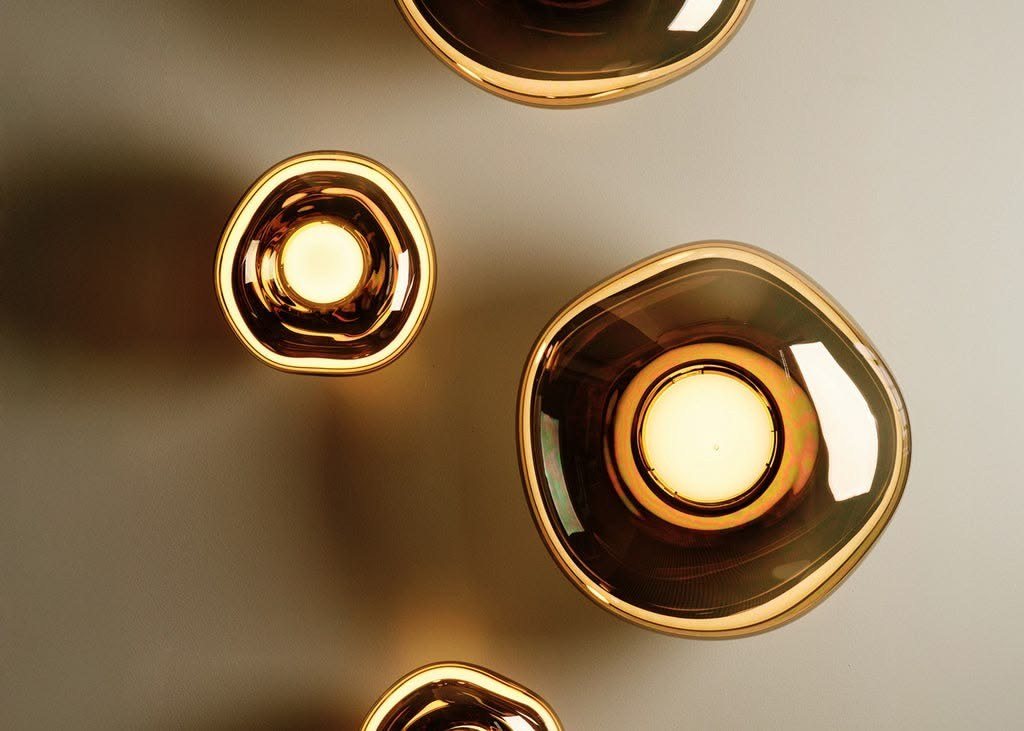 Amber glass wall lights