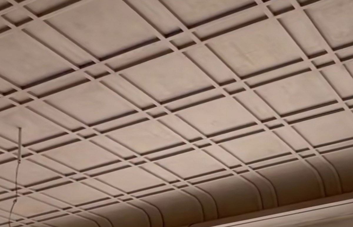 A coffered ceiling